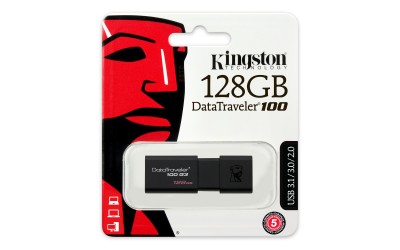 *Memoria USB Kingston Technology , 128 GB, USB 3.0, 100 MB/s, 10 MB/s, Negro DT100G3/128GB
