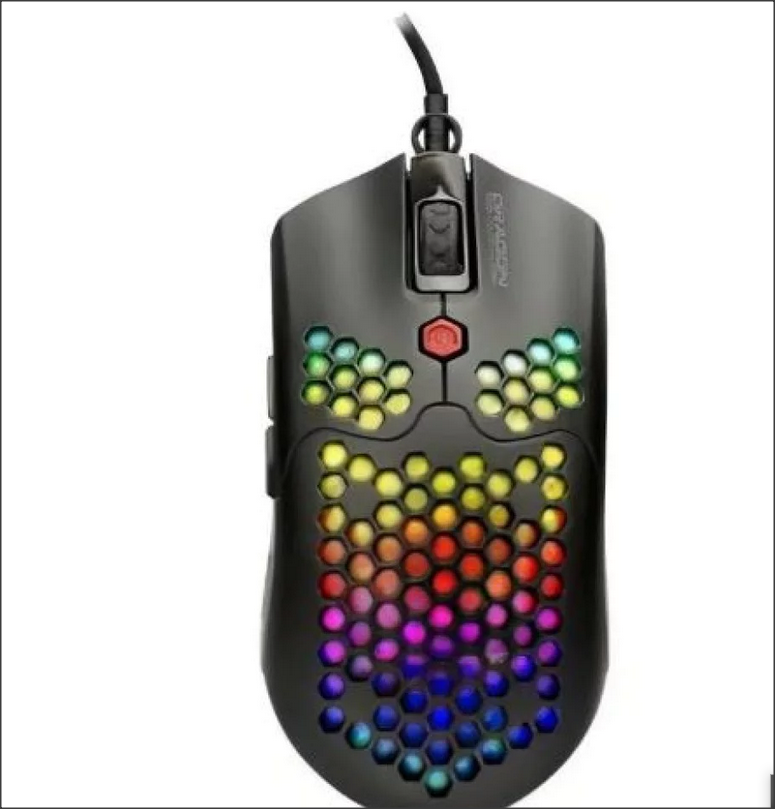 Mouse Gamer Dragon XT USB 6400 dpi Ultra Ligero RGB 6 Botones Silenciosos