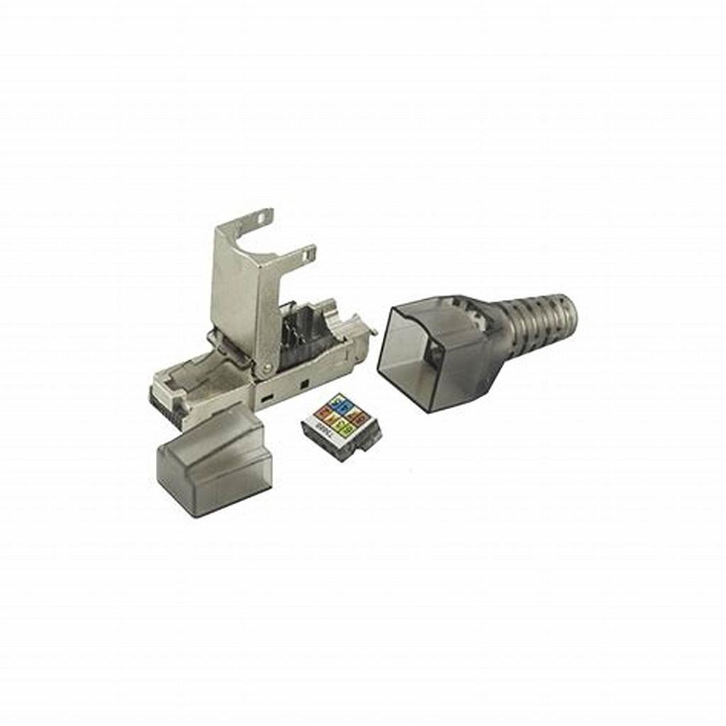 Plug modular RJ45 Blindado Categoría 6A -Sin herramienta, para terminación en campo