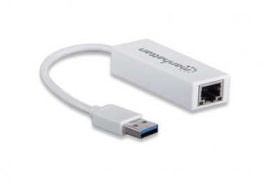 Tarjeta de Red USB - MANHATTAN, USB 3.0, RJ-45, Macho/hembra, Color blanco