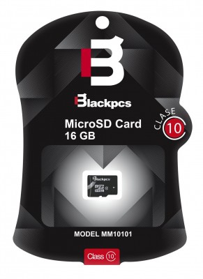 *Memoria Micro SD Blackpcs MM10101-16, 16 GB, 30 MB/s, Negro, Clase 10