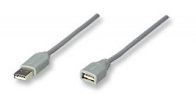 Cable USB - Extension MANHATTAN, 4,5 m, USB A, USB A, Macho/hembra, Gris