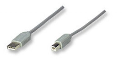Cable USB MANHATTAN 341028, USB B, USB B, Macho/Macho, 4,5 m, Gris