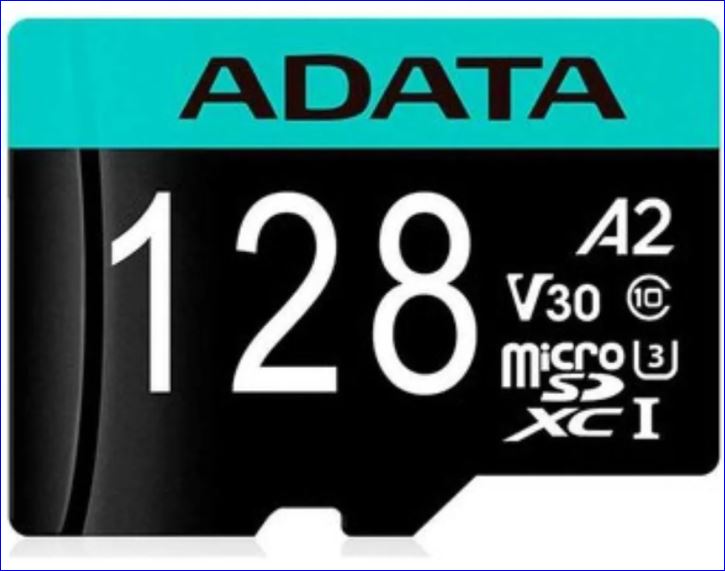 Memoria Micro SD 128GB Clase 10 (A2) ADATA AUSDX128GUI3V30SA2-RA1 V30S U3 A2 AQUA