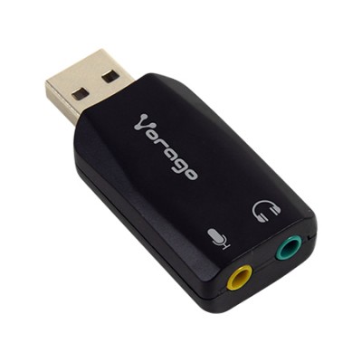 Adaptador de Audio VORAGO ADP-201, Negro USB- AUDIO 3.5MM 5.1 MICROFONO
