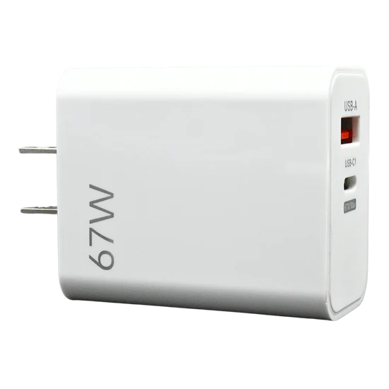 Cargador de Pared GaN 67W 2 Puertos Tipo USB C + USB A