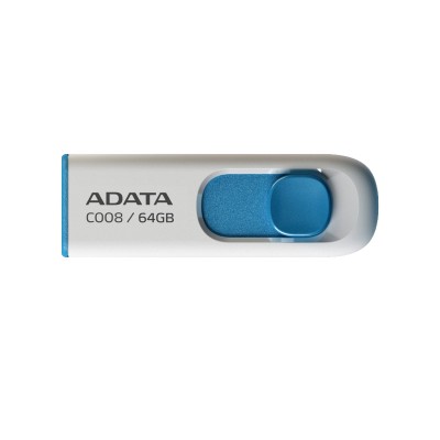 MEMORIA FLASH ADATA C008 64GB USB 2.0 BLANCO/AZUL RETRACTIL