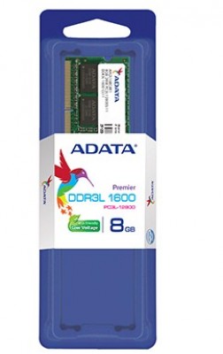 Memoria RAM ADATA PC12800, 8 GB, DDR3L, 1600 MHz, Portátil, 204-pin SO-DIMM ADDS1600W8G11-S